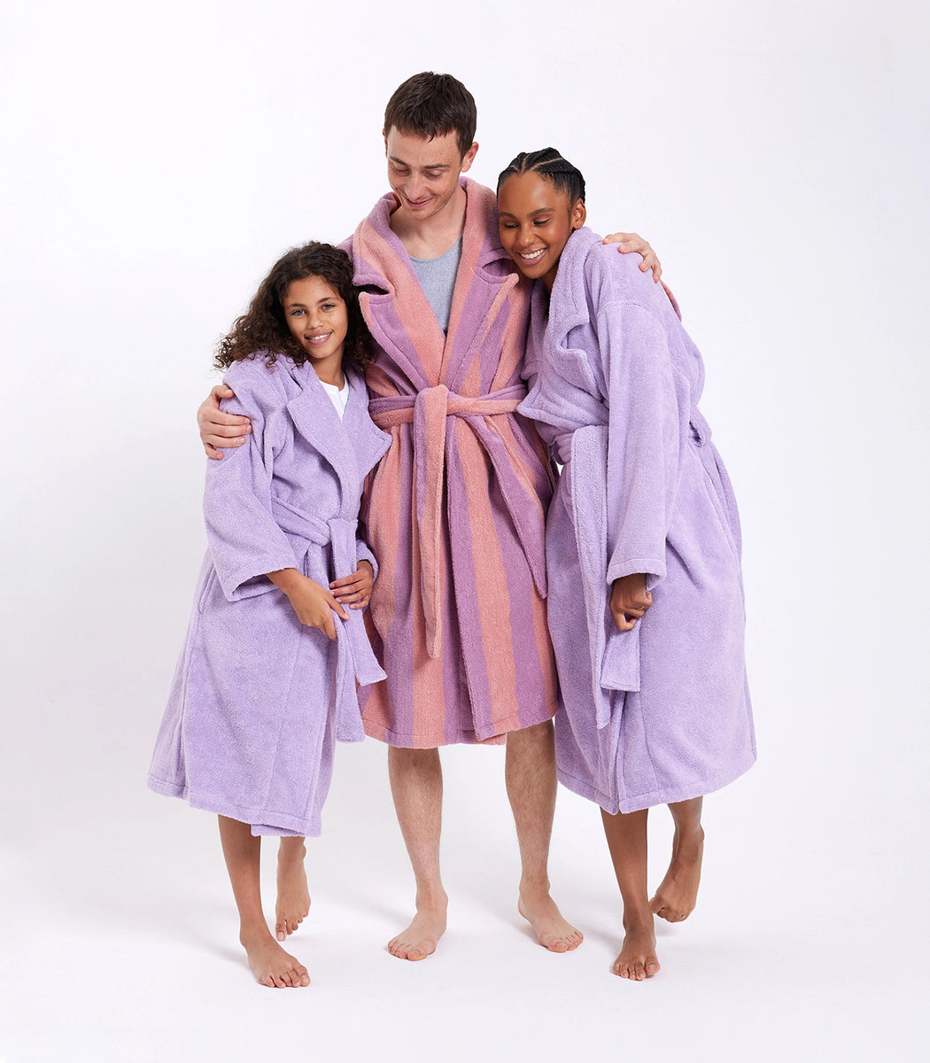 Hommey Pink & Purple Stripe Robe | Soft & Cosy Unisex Cotton
