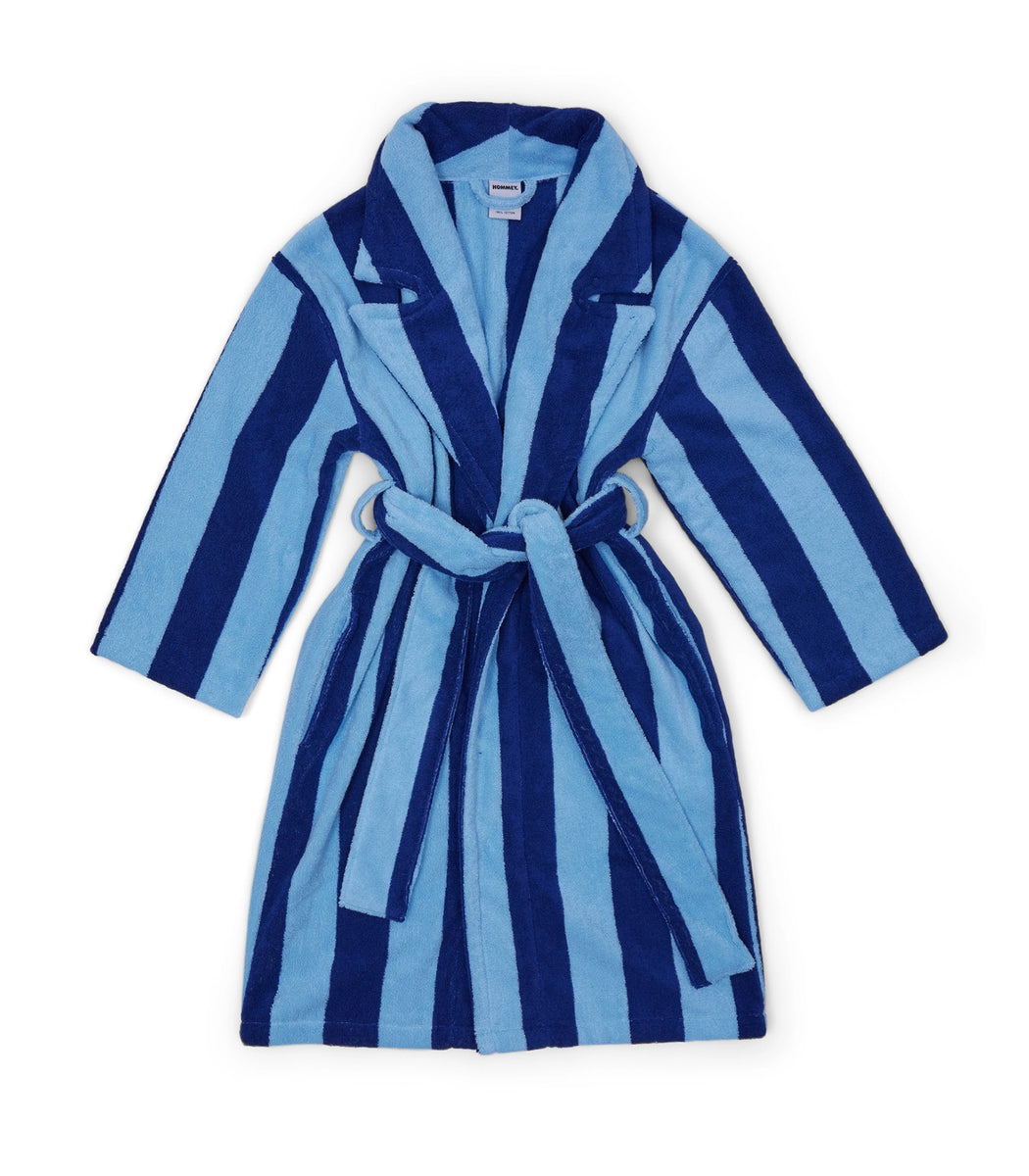 Hommey Blue Stripe Robe | Soft & Cosy Unisex Cotton Dressing Gown