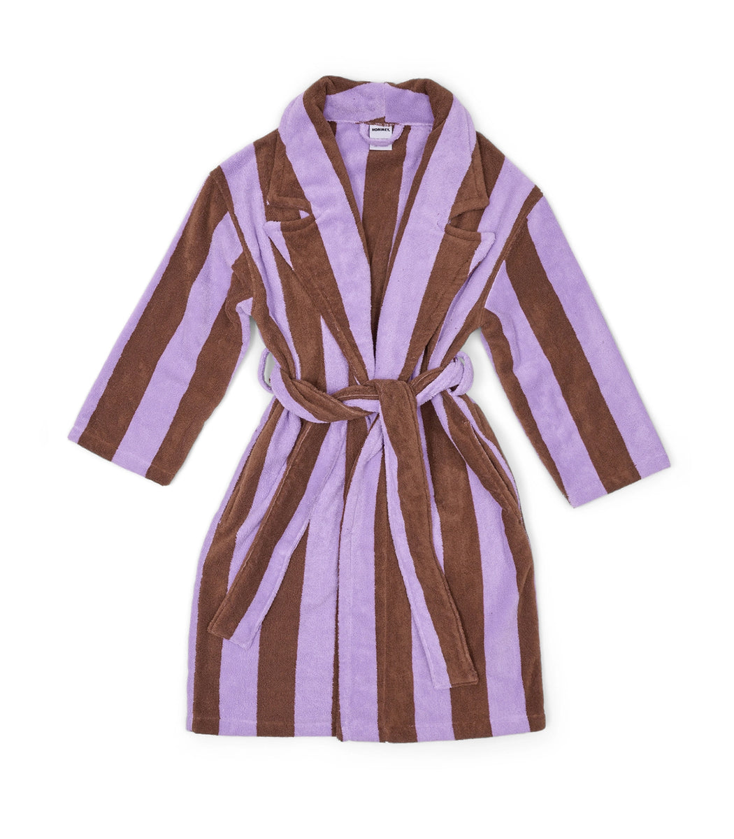 Hommey Brown & Purple Robe | Soft & Cosy Unisex Cotton Dressing Gown