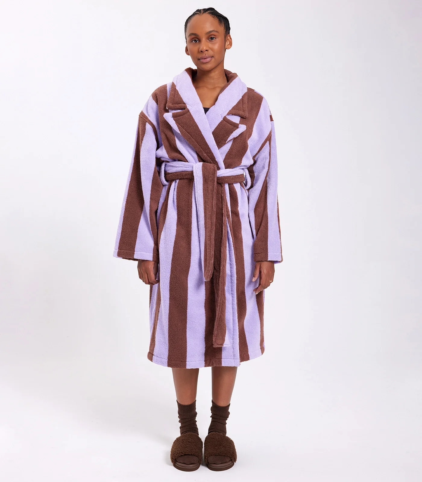 Hommey Brown & Purple Robe | Soft & Cosy Unisex Cotton Dressing Gown