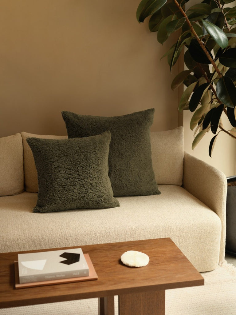 Essential Faux Fur - Olive Cushion