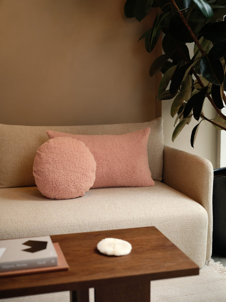 Lumbar Faux Fur - Rose Cushion