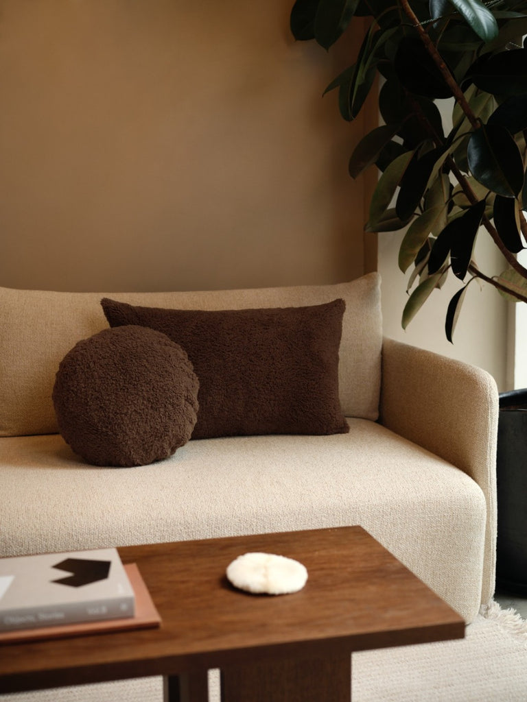 Lumbar Faux Fur - Coffee Cushion