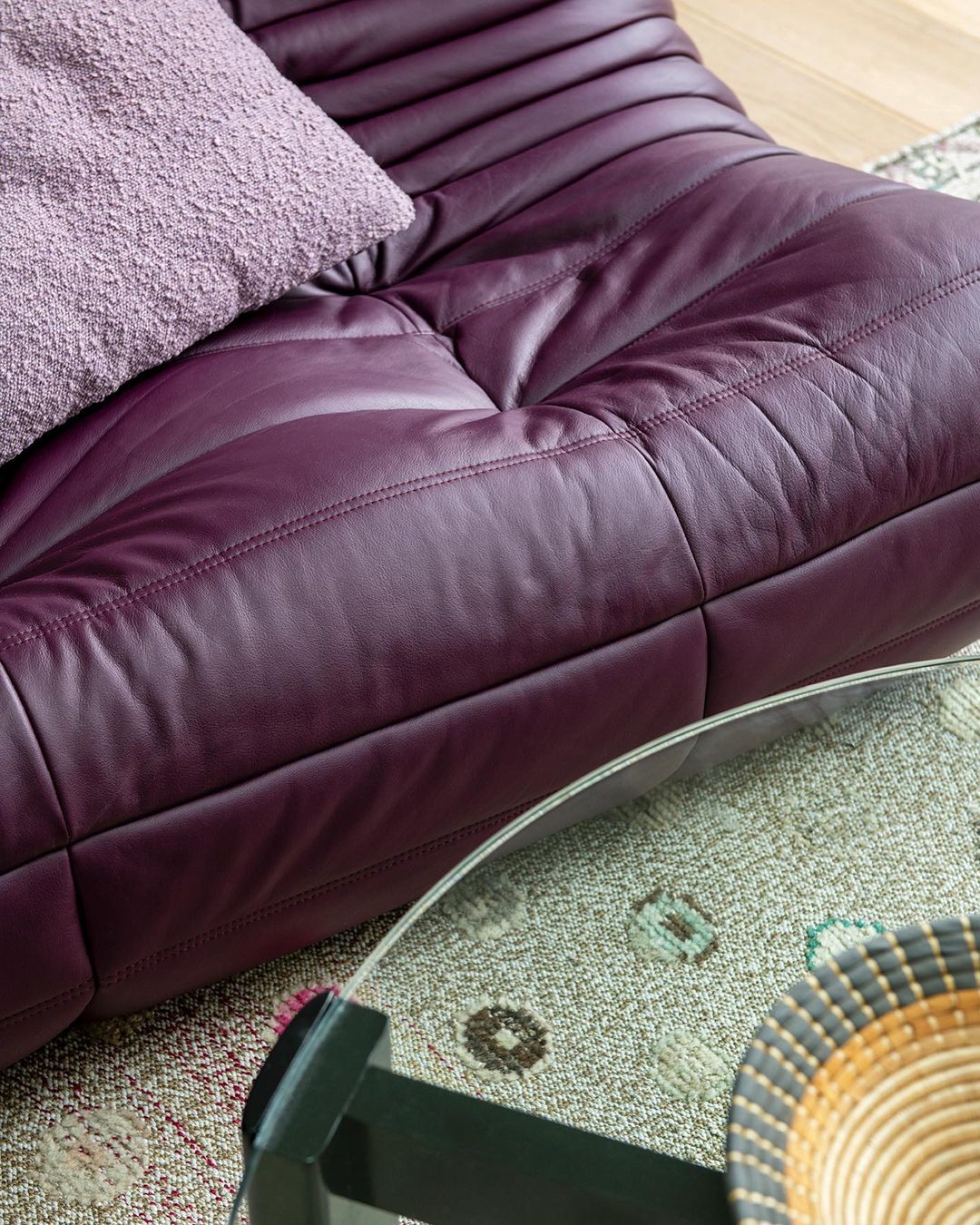 Large Purple Boucle Cushion 63cm X